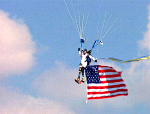 Dana Skydiving With Flag